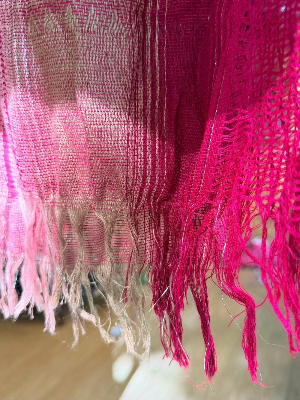 Magenta Lightweight Fringe Wrap Scarf